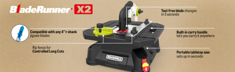 Rockwell Bladerunner X2 Portable Tabletop Saw With Steel Rip