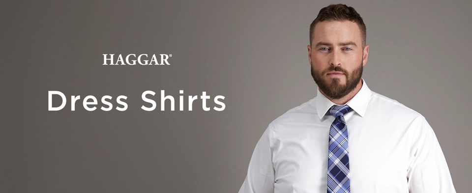 haggar fitted dress shirts Haggar Big Wrinkle Free Classic Fit Dress Shirt in Black main image 0