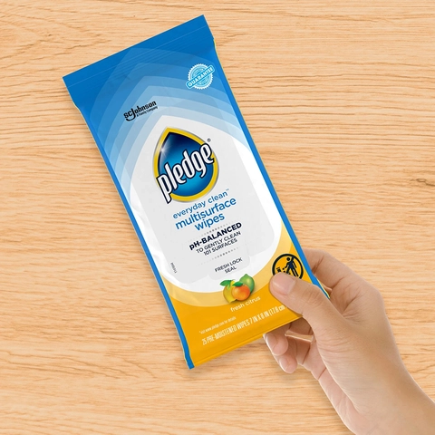 Pledge Multisurface Cleaning Wipes, pH Balanced, Fresh Citrus, 25