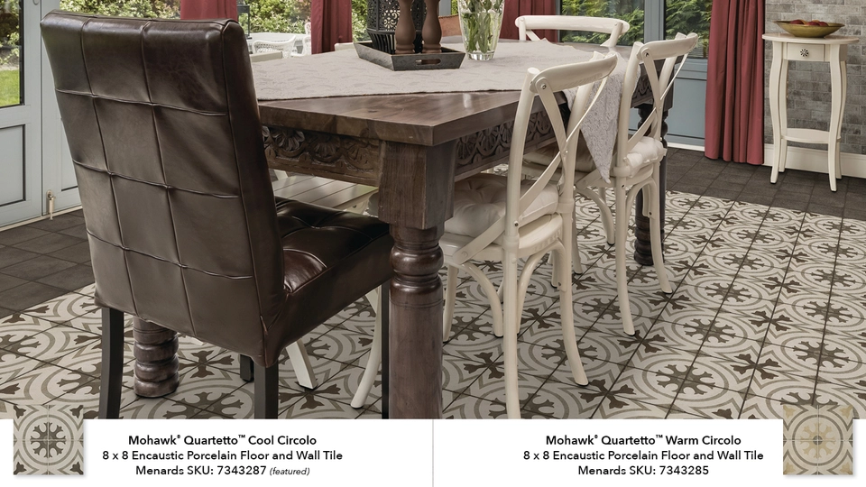Mohawk® Quartetto™ Warm Circolo 8 x 8 Glazed Colorbody Encaustic Porcelain Floor and Wall Tile Mohawk® Quartetto™ Warm Circolo 8 x 8 Glazed Colorbody Encaustic Porcelain Floor and Wall Tile