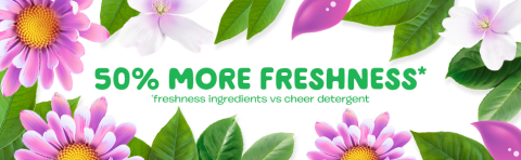 50% more freshness ingredients vs cheer detergent