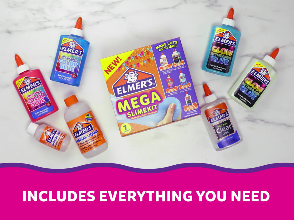 Elmers Brand Mega Slime Kit: Make Glow In The Dark, Color, and Clear Slimes  26000185493