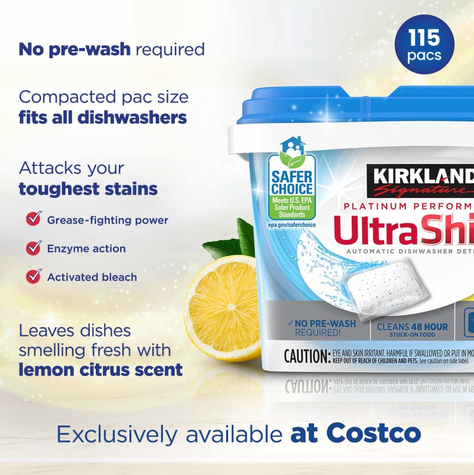 Kirkland Signature Platinum Performance UltraShine Dishwasher Detergent ...
