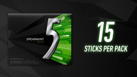 5 Gum Spearmint Rain Sugar-Free Chewing Gum, 10 pk./15 ct.