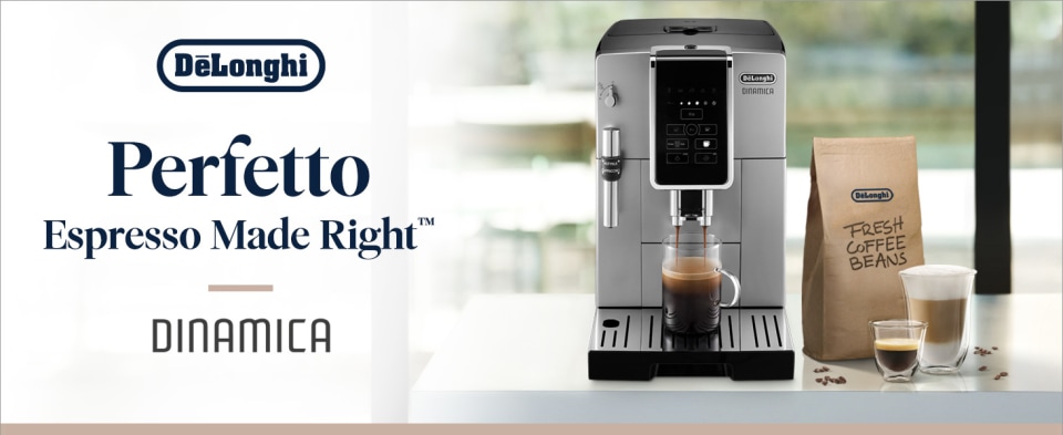 De'Longhi Dinamica Automatic Coffee and Espresso Machine in Silver | NFM
