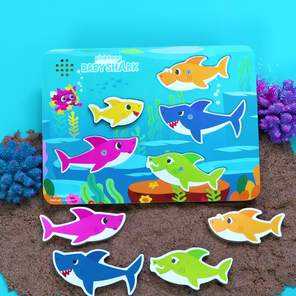Pinkfong Baby Shark Musical Wood Sound Puzzle- Plays Song | Baby Shark Toys  | Toddler Toys | Kids Toys | Baby Shark Birthday Decorations for Ages 2+