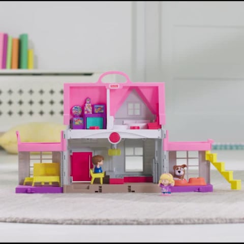 Fisher-Price Little People Big Helpers Interactive Home Playset with Tessa and Chris, Pink - image 2 of 9