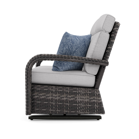 Nogales wicker glider loveseat side view