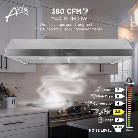 ARIA 30-in Under Cabinet Range Hood 380 Max Airflow CFM, 3 Fan