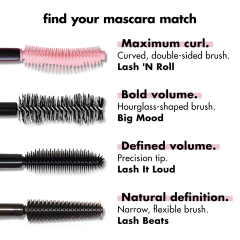 Comparison image of the e.l.f. mascaras and the different brushes 