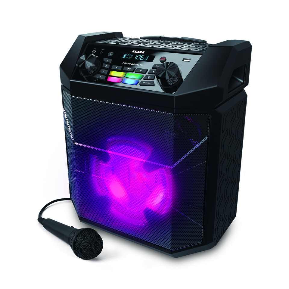 Bluetooth Portable Audio with Party Black, LED ION Lighting, Boom Speaker iPA101A FX