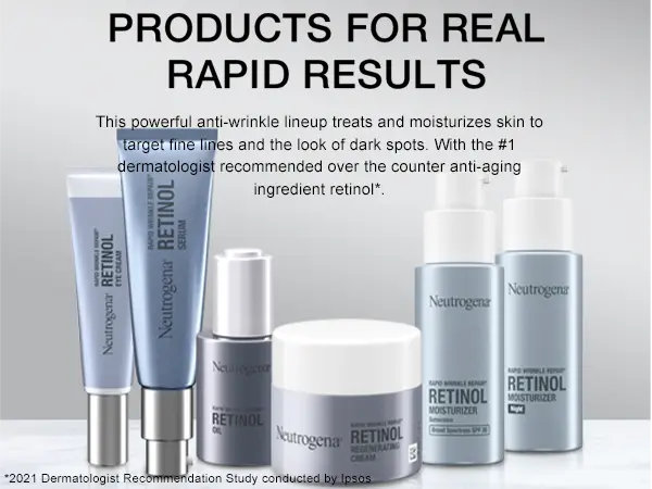 Neutrogena Rapid Wrinkle Repair products with Retinol for rapid anti-wrinkle &amp; anti-aging results