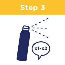 Step three: A spray can spraying with a speech bubble saying &quot;x1 to x2&quot; underneath