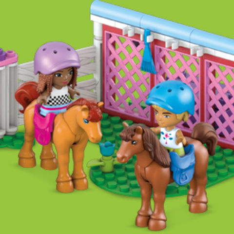 MEGA Barbie Building Toy Kit Horse Stables with 3 Dolls and
