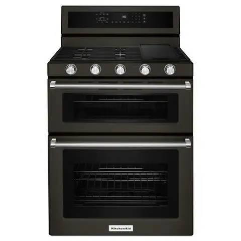 KitchenAid 30" Black Stainless Steel with PrintShield Finish Freestanding Gas Double Convection Range - Thumbnail 5