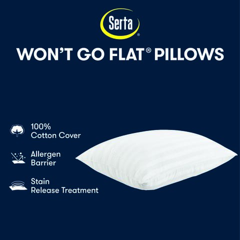 Sertapedic Won't Go Flat Bed Pillow, Standard/Queen 