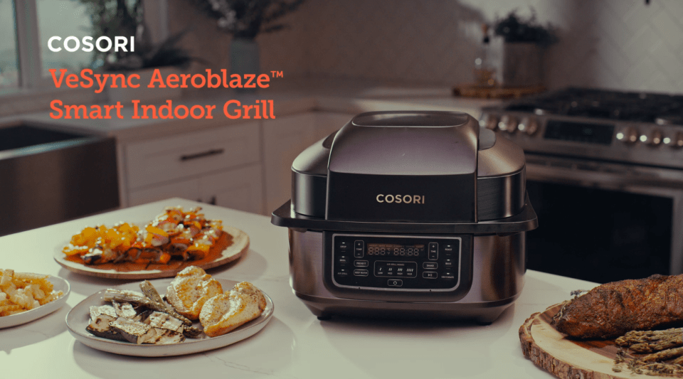 COSORI CAG-A601S cOSORI Indoor grill & Smart XL Air Fryer combo Aeroblaze,  8-in-1, 6QT, grill, Broil, Roast, Bake, crisp, Dehydrate, Preheat & Sh