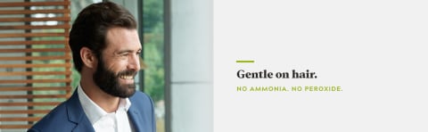 Gentle on hair. No ammonia, no peroxide.