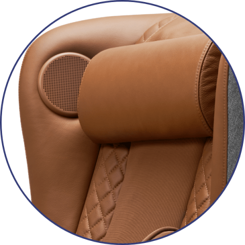 NOUHAUS Classic Leather Massage Chair with Ottoman, Caramel