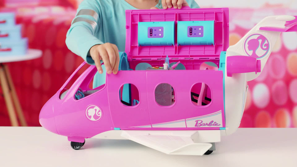 thumbnail video image 2 of Barbie Dreamplane Airplane Playset with Puppy and Snack Cart, 15+ Accessories, 2 of 7