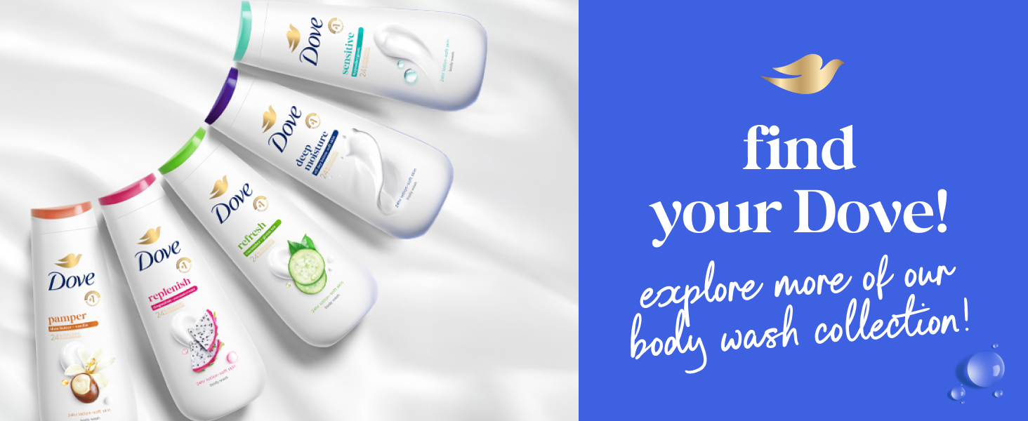 Products shot in white cream with text on blue background.