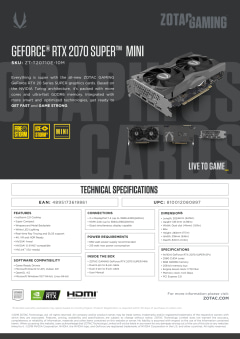 ZOTAC GAMING GeForce RTX 2070 SUPER MINI 8GB GDDR6 Gaming Graphics