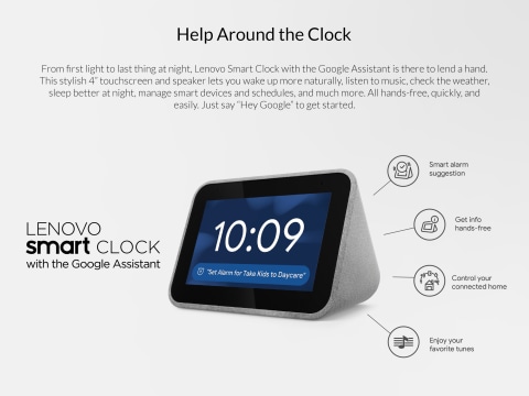 Lenovo Smart Clock with Google Assistant - Chalk 