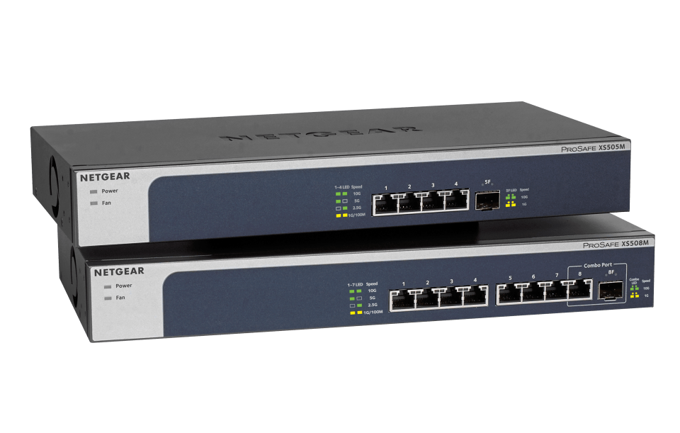 NETGEAR XS508M 8-Port 10G Multi-Gigabit Ethernet Unmanaged Switch; Desktop/ Rackmount with x 10G SFP+ and ProSAFE Limited Micro Center
