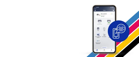 Brother Mobile Connect - A dynamic business tool Smartphone on white background, open to Brother Mobile Connect app home screen, showing MFCL3720CDW connection status and approximate toner levels, plus menu items: document print, photo print, scan, copy, fax, connect advanced settings, buy supplies, support site, Refresh EZ Print Subscription, and customize screen