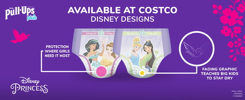 Our Pull Ups Plus training pants for Girls feature exciting exclusive Disney Princess artwork