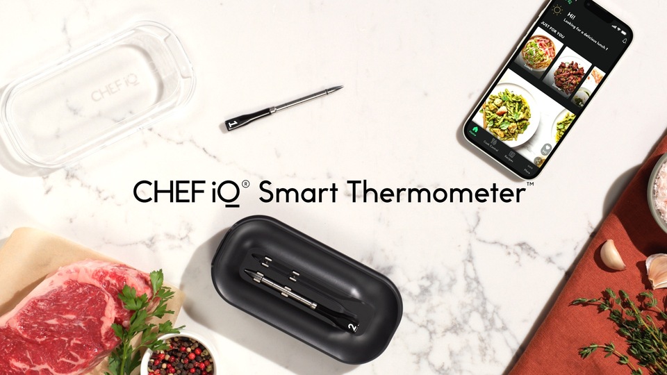 Chef iQ Smart Wireless Meat Thermometer, Unlimited Range, Bluetooth & Wifi,  - 2 Probe Set with Smart Hub