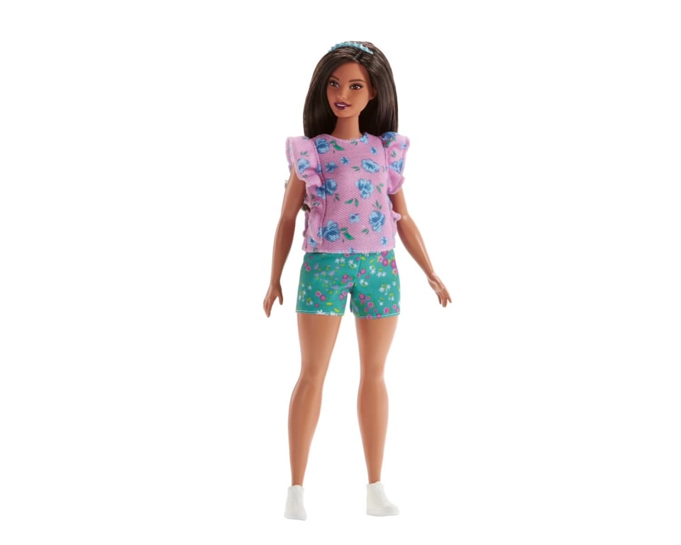 thumbnail video image 2 of Barbie Fashionistas Doll, Curvy Body Type Wearing Floral Frills, 2 of 7