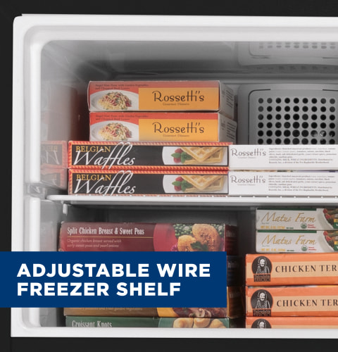 Adjustable wire freezer shelf