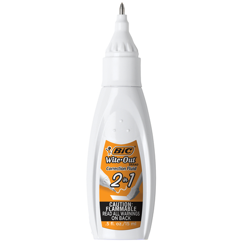 Bic Wite-Out Extra Coverage Correction Fluid, 20 ml Bottle, White