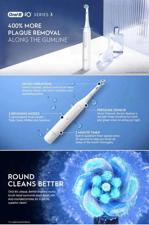 Oral-B iO Series 3 Rechargeable Toothbrush - Quite White - 13297
