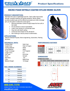 PRO-SAFE Work Gloves: Medium, Nitrile-Coated Nylon, General Purpose - Black & Gray, 8.7 OAL, Not Lined, Lint Free | Part #45-111-M