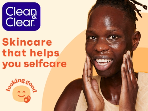 Three diverse young adults with good skin happy smiling clean & clear