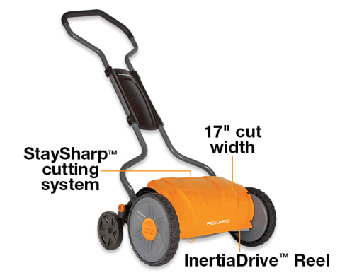 fiskars 17 inch staysharp push reel lawn mower