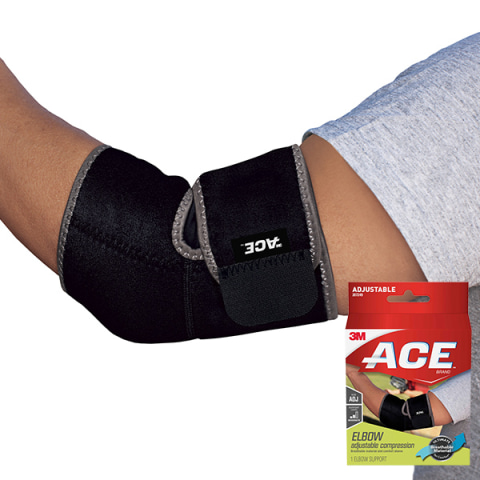 ACE Brand Adjustable Compression Elbow Support, Black – One Size Fits Most  