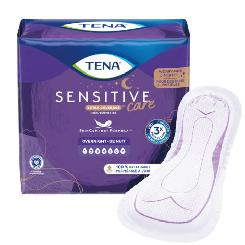 TENA Intimates Extra Coverage Overnight Incontinence Pads, 45