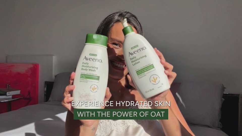 thumbnail video image 2 of Aveeno Daily Moisturizing Body Wash for Dry, Sensitive Skin, 2 fl. oz, 2 of 10