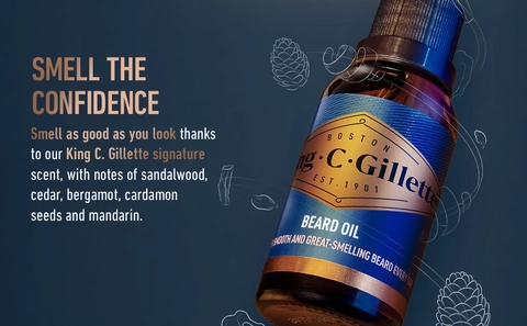 Smell the confidence thanks to our King C. Gillette signature scent with sandalwood cedar bergamot cardamon mandarin