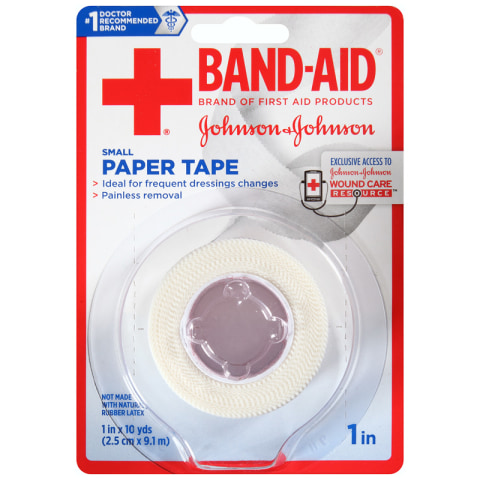 Band-Aid Brand First Aid Medical Paper Tape, 1 in by 10 yd, 2 ct 