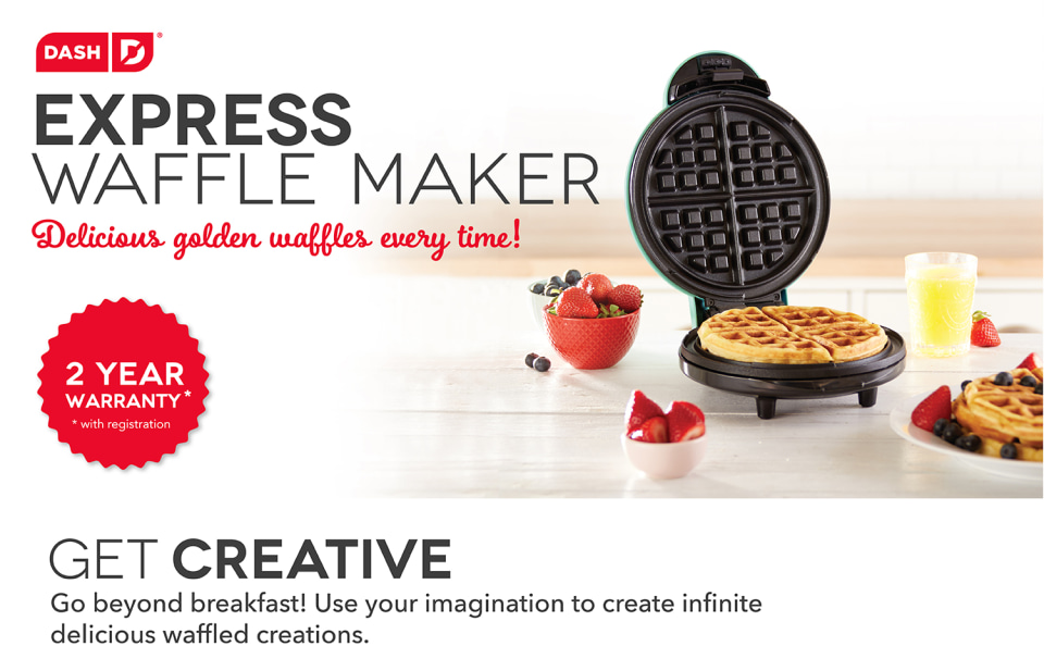  DASH Express 8” Waffle Maker for Waffles, Paninis, Hash Browns  + other Breakfast, Lunch, or Snacks, with Easy to Clean, Non-Stick Cooking  Surfaces - Red : Grocery & Gourmet Food