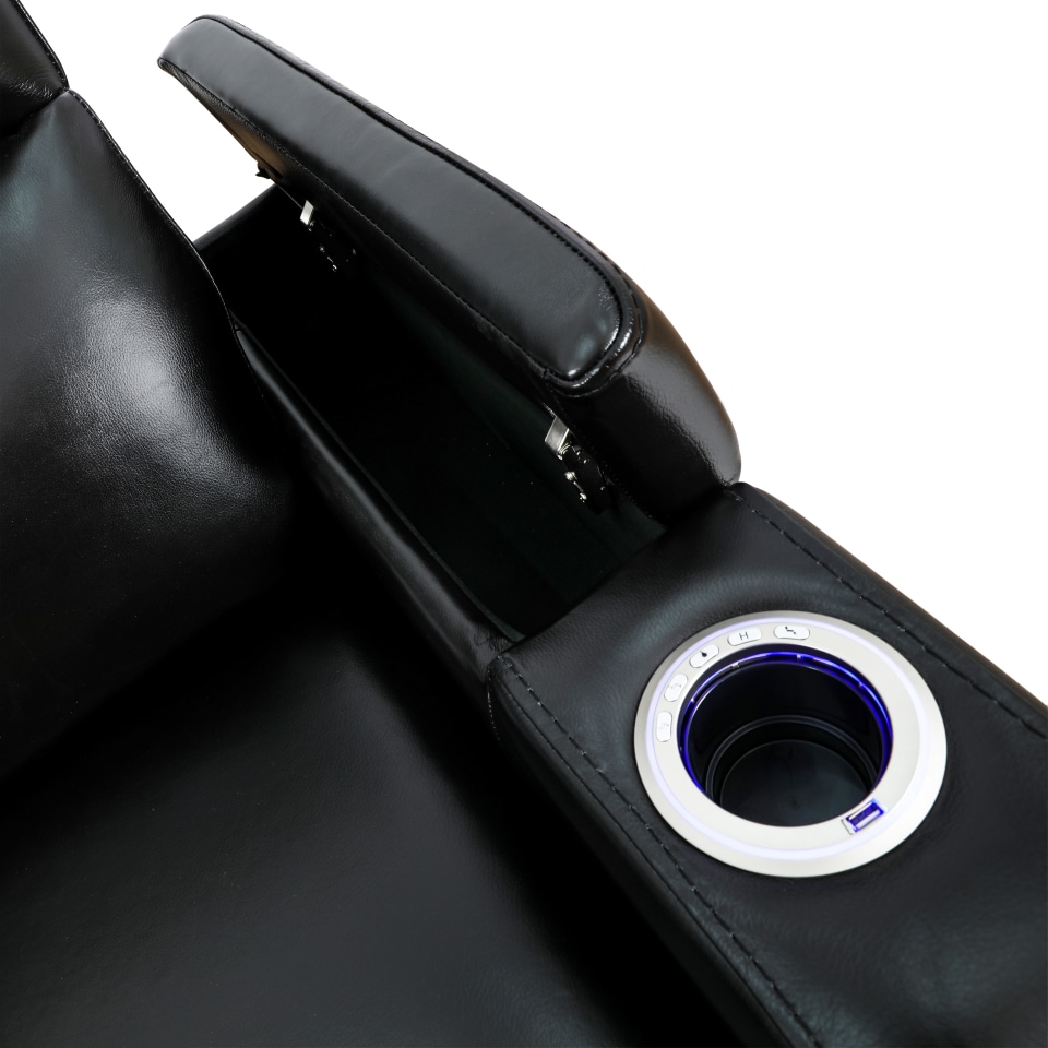 Leather Power Reclining Sofa with Drop Down Table,2 power recliners wi