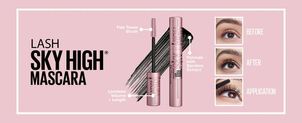  Maybelline Lash Sensational Sky High Serum Infused Lash Primer  for Mascara, Lengthening, Thickening, Tinted and Washable Formula, Soft  Black, 1 Count : Beauty & Personal Care