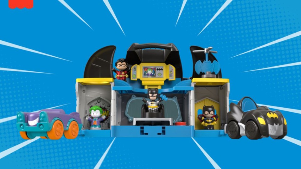 thumbnail video image 2 of Replacement Part for Fisher-Price Little People DC Superfriends Deluxe Batcave Playset - HHY77 ~ Replacement Batman Figure, 2 of 6
