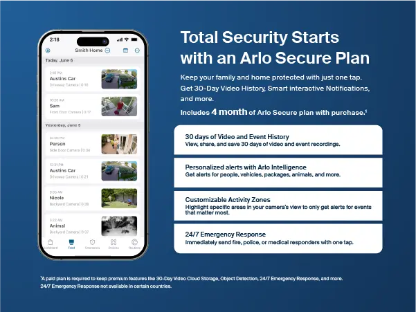 Arlo Secure Plan with 4 Months Included