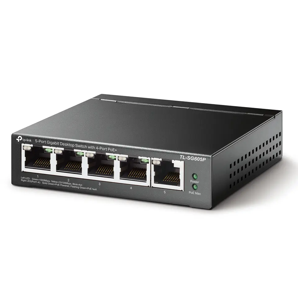 TP Link 5 Port Gigabit (10/100/1000Mbps) Desktop Unmanaged PoE
