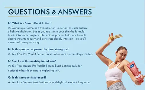 Person holding Vaseline lotion beside Q&amp;A content